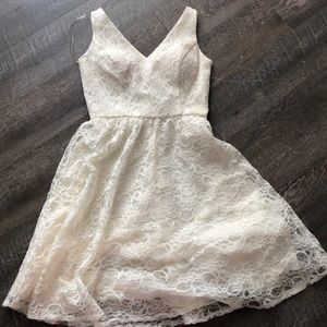white lacy semiformal dress